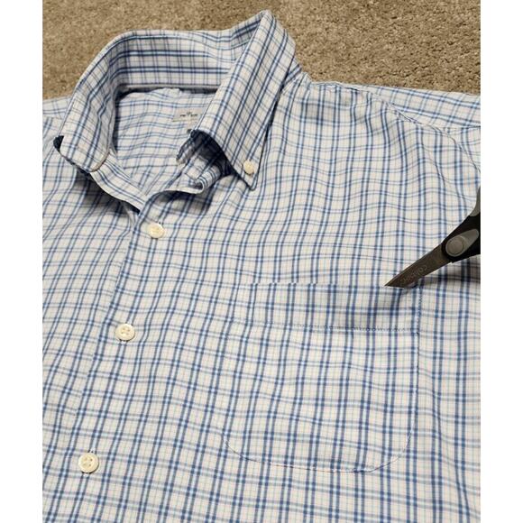 Mens Peter Millar Button Down Shirt Blue Checkered XL With Pocket - Picture 3 of 7
